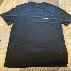 NEW - Shein Men's Solid Color with print. Round Neck Short Sleeve T-Shirt. Black